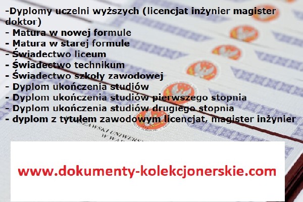 Kup Dyplom Magistra Z Wpisem średnie, Matura