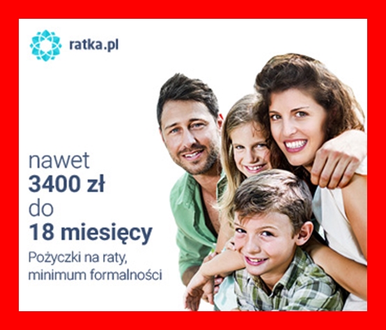Oferujemy pożyczkę ratalną: - od 1000 do 3400 zł - od 3 do 18 miesięcy - minimum formalności - wniosek składany przez internet - szybka decyzja Wejdź szybko i wypełnij wniosek na www.ratka.pl