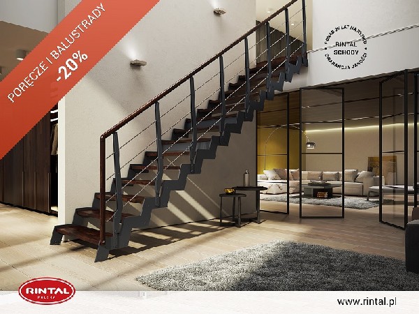 Schody Rintal to nie tylko stopnie, to również poręcze i balustrady. Ich forma i wygląd stanowią o charakterze wnętrza i sprawiają, że poruszanie się po nich jest wygodne i bezpieczne. Tylko teraz możecie Państwo zainwestować w nowoczesne schody Rintal z niepowtarzalnymi poręczami i balustradami w okazyjnej cenie. W październiku obowiązuje wyjątkowa PROMOCJA - PORĘCZE i BALUSTRADY -20%. Od 01.10 do 31.10.2020 r. możecie Państwo skorzystać ze zniżki w wysokości 20% na zakup poręczy i balustrad pod warunkiem zakupu schodów z montażem. Zapraszamy do zapoznania się ze szczegółami promocji, a także ze wzbogaconą o nowe modele schodów ofertą Rintal. Wszystkie informacje dostępne są na stronie internetowej: www.rintal.pl. Doradcy Rintal są do dyspozycji na terenie całego kraju. Pomiar, projekt oraz fotorealistyczna wizualizacja schodów GRATIS!www.rintal.pl k.prabucka@rintal.pl+48 58 532 42 55