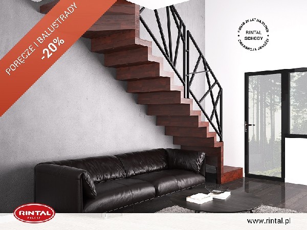 Schody Rintal to nie tylko stopnie, to również poręcze i balustrady. Ich forma i wygląd stanowią o charakterze wnętrza i sprawiają, że poruszanie się po nich jest wygodne i bezpieczne. Tylko teraz możecie Państwo zainwestować w nowoczesne schody Rintal z niepowtarzalnymi poręczami i balustradami w okazyjnej cenie. W październiku obowiązuje wyjątkowa PROMOCJA - PORĘCZE i BALUSTRADY -20%. Od 01.10 do 31.10.2020 r. możecie Państwo skorzystać ze zniżki w wysokości 20% na zakup poręczy i balustrad pod warunkiem zakupu schodów z montażem. Zapraszamy do zapoznania się ze szczegółami promocji, a także ze wzbogaconą o nowe modele schodów ofertą Rintal. Wszystkie informacje dostępne są na stronie internetowej: www.rintal.pl. Doradcy Rintal są do dyspozycji na terenie całego kraju. Pomiar, projekt oraz fotorealistyczna wizualizacja schodów GRATIS!www.rintal.pl k.prabucka@rintal.pl+48 58 532 42 55