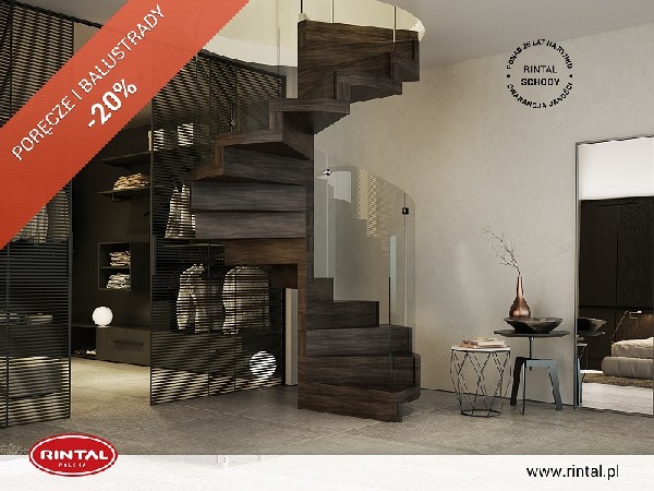 Schody Rintal to nie tylko stopnie, to również poręcze i balustrady. Ich forma i wygląd stanowią o charakterze wnętrza i sprawiają, że poruszanie się po nich jest wygodne i bezpieczne. Tylko teraz możecie Państwo zainwestować w nowoczesne schody Rintal z niepowtarzalnymi poręczami i balustradami w okazyjnej cenie. W październiku obowiązuje wyjątkowa PROMOCJA - PORĘCZE i BALUSTRADY -20%. Od 01.10 do 31.10.2020 r. możecie Państwo skorzystać ze zniżki w wysokości 20% na zakup poręczy i balustrad pod warunkiem zakupu schodów z montażem. Zapraszamy do zapoznania się ze szczegółami promocji, a także ze wzbogaconą o nowe modele schodów ofertą Rintal. Wszystkie informacje dostępne są na stronie internetowej: www.rintal.pl. Doradcy Rintal są do dyspozycji na terenie całego kraju. Pomiar, projekt oraz fotorealistyczna wizualizacja schodów GRATIS!www.rintal.pl k.prabucka@rintal.pl+48 58 532 42 55