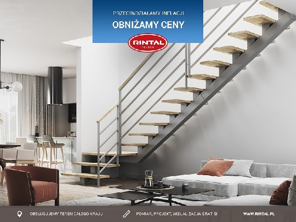 Inflacja pędzi, ceny rosną, producenci załamują ręce. Rintal Polska wychodzi temu naprzeciw. Obniża ceny przeciwdziałając inflacji. Wiodący producent schodów do wnętrz, oferuje swoim Klientom zniżki w Nowym Roku i zmniejsza ceny swoich wyjątkowych schodów. To niepowtarzalna okazja, aby skorzystać z rabatów i wyposażyć swoje wnętrze w doskonałej jakości schody z długoletnią tradycją i ponadczasowym designem. Zapraszamy do zapoznania się ze szczegółami promocji. Wszystkie informacje dostępne są na stronie internetowej: www.rintal.pl. Doradcy Rintal są do dyspozycji na terenie całego kraju. Pomiar, projekt oraz fotorealistyczna wizualizacja schodów GRATIS!?www.rintal.ple-mail: k.prabucka@rintal.pltel. Dział Handlowy: +48 58 532 42 55