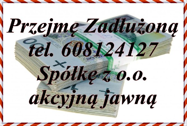 FACTORY OF COMPANIES LTD -Skupujemy zadłużone Spółki od 17 lat Jako firma z wieloletnim doświadczeniem w branży świadczymy optymalne i skuteczne zarządzanie w zakresie stosowania procedur układowych i upadłościowych. Nasza kancelaria kupuje lub przejmuje 100% udziałów w spółce, udziela skwitowania (absolutorium) poprzedniemu Zarządowi, przy jednoczesnym mianowaniu własnego. Poprzedni udziałowcy oraz Zarząd uczestniczą we wszelkich czynnościach, aż do momentu skutecznego złożeniu wpisu do KRS-u, który świadczy o ich wykreśleniu , skutecznie pomagamy w kontrolach z US UKS ZUS oraz z art 299 ksh zadzwoń już teraz mobile: 608-124-127 www.KancelariaPomocy.pl email: biuro@kancelariapomocy.pl