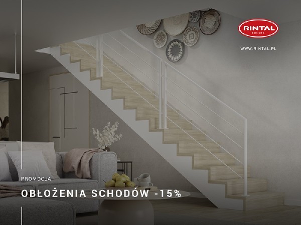 Rintal Polska, wiodący producent SCHODÓW do wnętrz organizuje wyjątkową PROMOCJĘ: OBŁOŻENIA SCHODÓW BETONOWYCH  - Rabat 15%! Czas na zmiany i piękne obłożenia schodów, zwłaszcza wiosną, gdy odświeżamy swoje wnętrza! Skorzystaj z bezpłatnego pomiaru i projektu. Promocja! Wizualizacja schodów w dedykowanym wnętrzu gratis! Szczegóły oraz wzbogacona o nowe modele schodów oferta Rintal dostępna jest na stronie www.rintal.pl. Zapoznaj się z rozbudowaną ofertą schodów i poręczy Rintal!Nasi doradcy są do dyspozycji na terenie całego kraju. Umów się na BEZPŁATNY POMIAR!?www.rintal.pl e-mail: k.prabucka@rintal.pltel. Dział Handlowy: +48 58 532 42 55