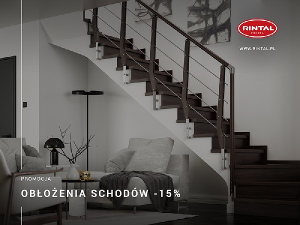 Rintal Polska, wiodący producent SCHODÓW do wnętrz organizuje wyjątkową PROMOCJĘ: OBŁOŻENIA SCHODÓW BETONOWYCH  - Rabat 15%! Czas na zmiany i piękne obłożenia schodów, zwłaszcza wiosną, gdy odświeżamy swoje wnętrza! Skorzystaj z bezpłatnego pomiaru i projektu. Promocja! Wizualizacja schodów w dedykowanym wnętrzu gratis! Szczegóły oraz wzbogacona o nowe modele schodów oferta Rintal dostępna jest na stronie www.rintal.pl. Zapoznaj się z rozbudowaną ofertą schodów i poręczy Rintal!Nasi doradcy są do dyspozycji na terenie całego kraju. Umów się na BEZPŁATNY POMIAR!?www.rintal.pl e-mail: k.prabucka@rintal.pltel. Dział Handlowy: +48 58 532 42 55