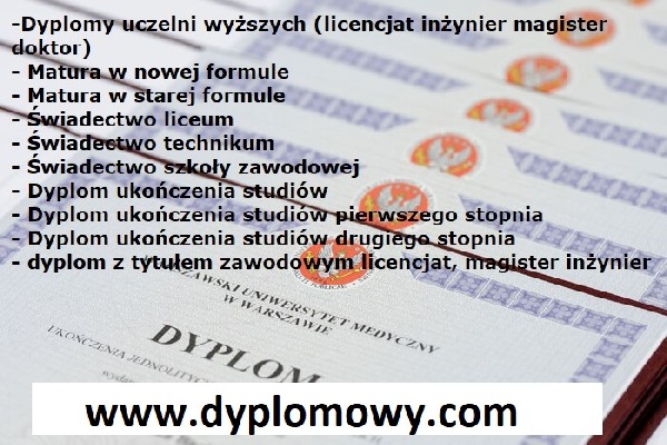 Dyplom Studiów Wyższych, Matura, świadectwa, Dokumenty I Inne.