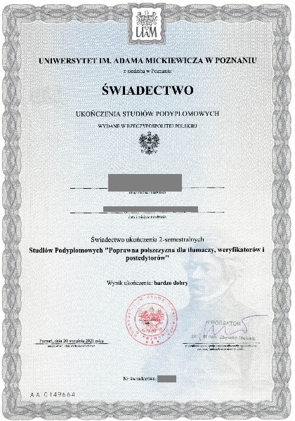 Każdy Dyplom Studia średnie Matura Magister