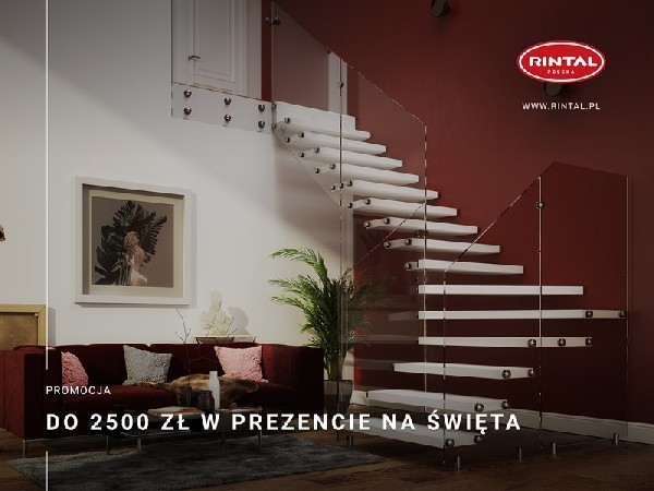 Grudzień to idealny czas, aby sprawić sobie i swoim wnętrzom wymarzony prezent! Firma Rintal, wiodący producent schodów do wnętrz, oferuje swoim Klientom wyjątkowy prezent - zniżkę do 2500 zł na zakup schodów. To niepowtarzalna okazja, aby wyposażyć swoje wnętrze w doskonałej jakości schody z długoletnią tradycją i ponadczasowym designem. Od 01.12 do 31.12.2024 r. możecie Państwo skorzystać oferty przy zakupie schodów wraz poręczami i montażem. Zapraszamy do zapoznania się ze szczegółami promocji. Wszystkie informacje dostępne są na stronie internetowej: www.rintal.pl. Doradcy Rintal są do dyspozycji na terenie całego kraju. Pomiar, projekt oraz fotorealistyczna wizualizacja schodów GRATIS!?www.rintal.pl e-mail: k.prabucka@rintal.pl